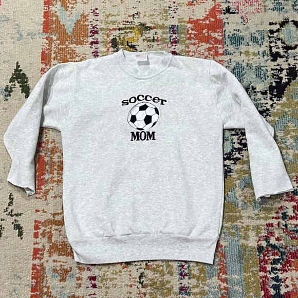 Vintage 1980s Soccer Mom Sports Retro Hipster 80s Gray Sweatshirt - Picture 1 of 4